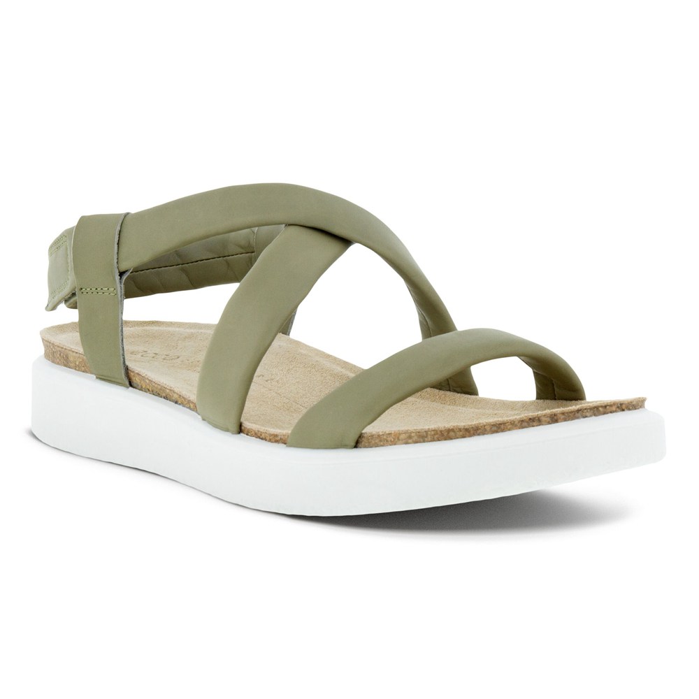 ECCO Womens Sandals Olive - Corksphere Flat - VQO-607315